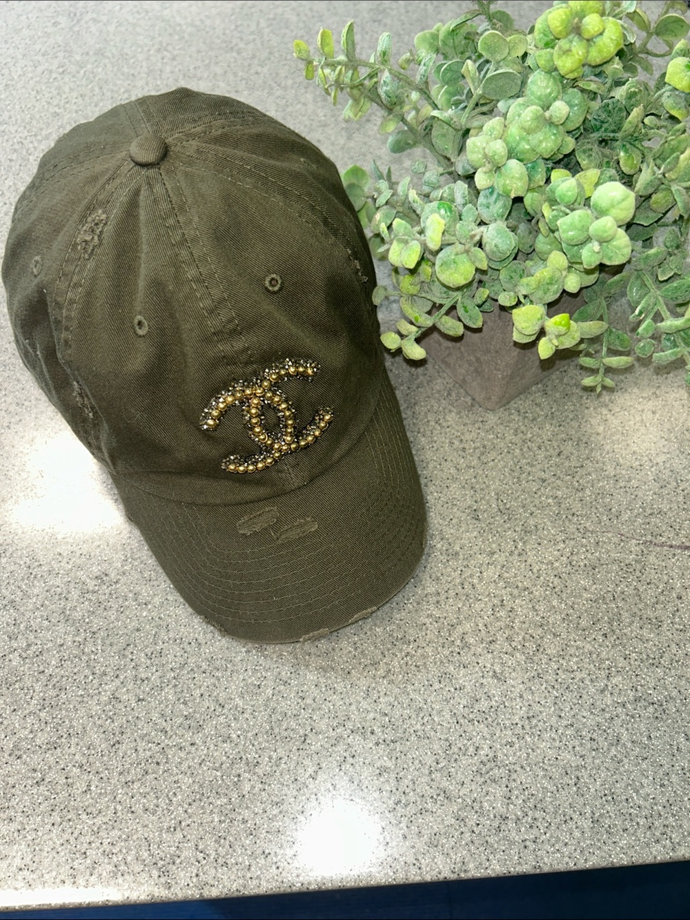 CC Olive Green Crystal CC Logo Cap - Picture 2 of 4
